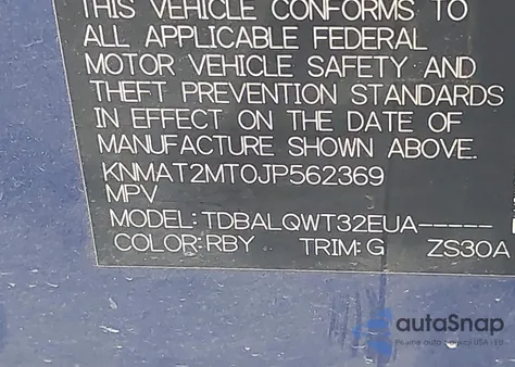 2018 Nissan Rogue Sv from USA, damaged, VIN KNMAT2MT0JP562369